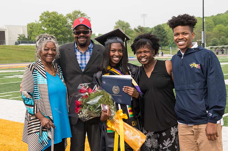 Family photo at graduation
