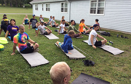 Students exercising