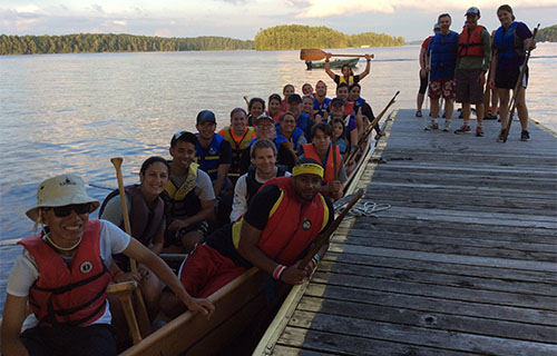 Students on a boat at Camp Abilities