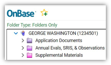 Screenshot of OnBase Folder Type
