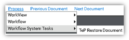 Screenshot of Process dropdown with Workflow System Tasks highlighted