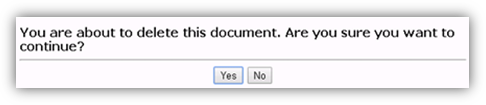 Screenshot of question You are about to delete this document. Are you sure you want to continue?