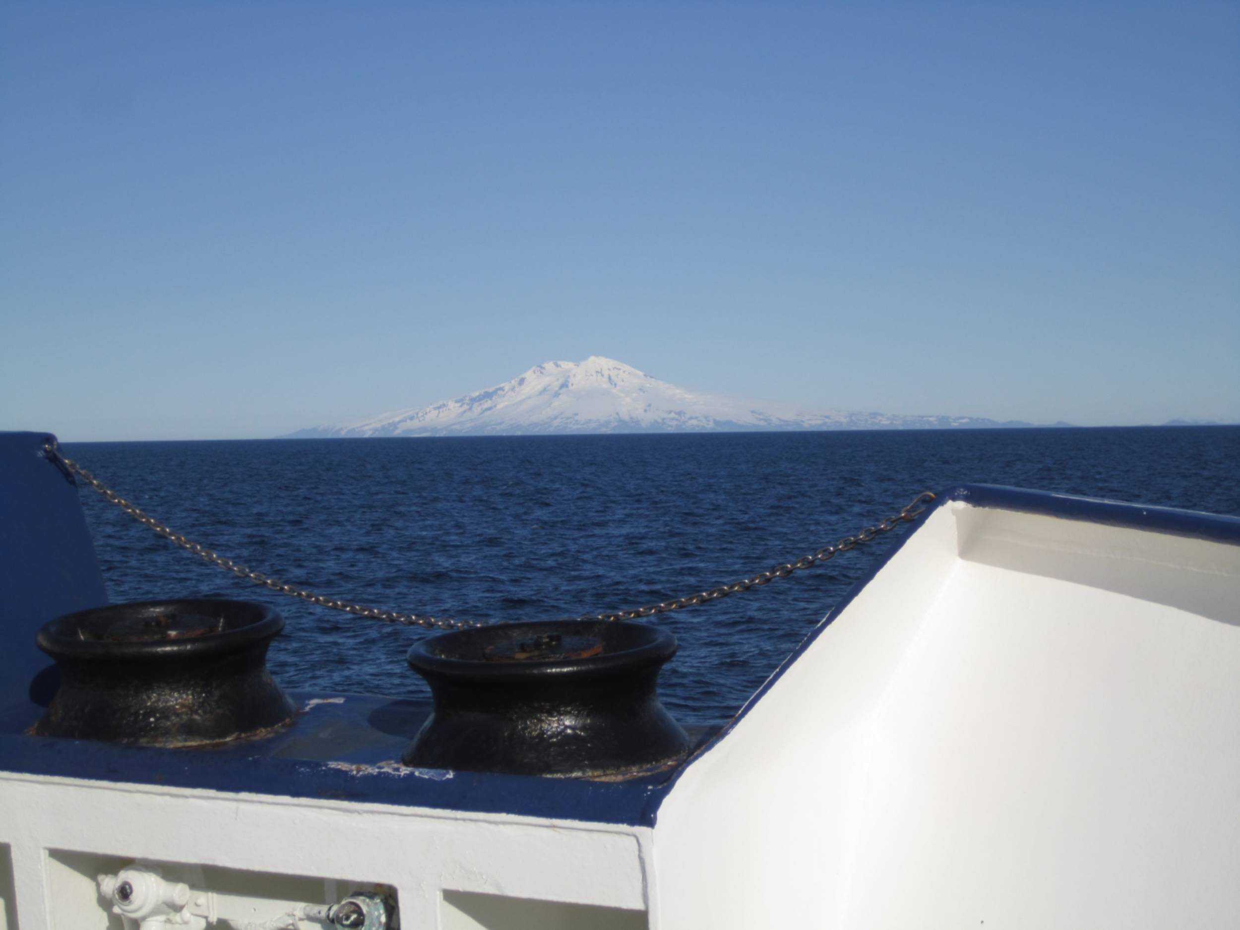 A mountain view from ship