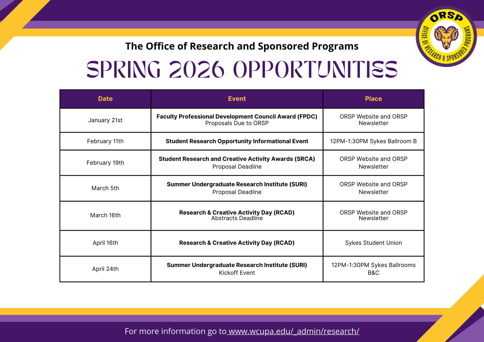Spring 2026 Events Schedule Spring 2026 Events Schedule