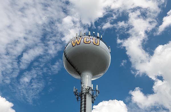 Decorative campus image of water tower