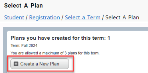 Screenshot with Creat a Plan button highlighted