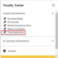 Fig 1: Navigate to Final Grade Entry