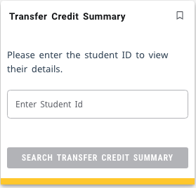 Screenshot of Transfer Credit Summary with Enter Student ID field