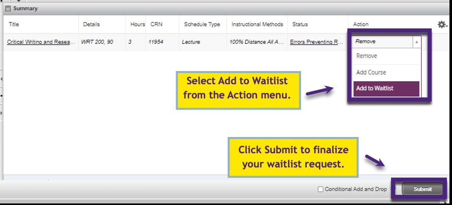 Fig. 6: How to Add to a Waitlist 