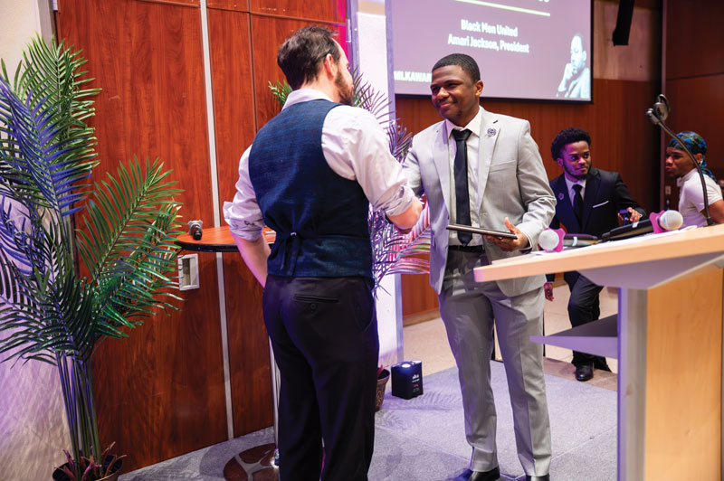 Black Men United President Amari Jackson accepted the Student Organization Leadership and Community Service Award.
