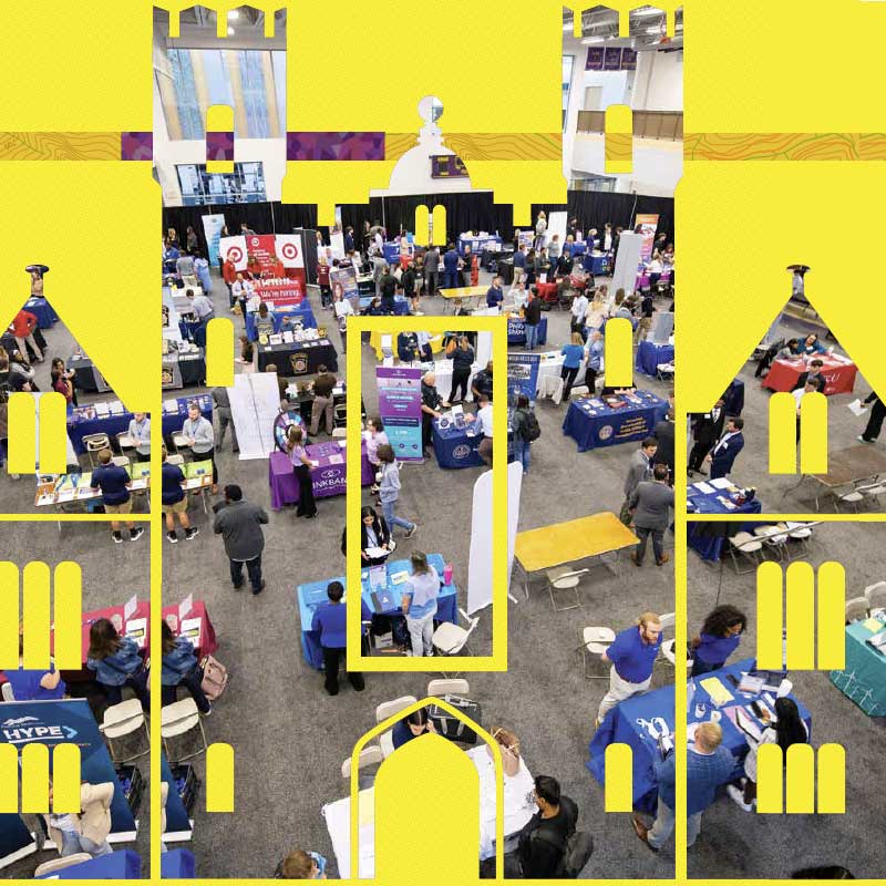 Asplundh Hall Graphic image in yellow overlay