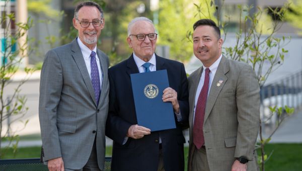 State Representative Chris Pielli, Chester County District 156, presented a special citation to Former State Senator Andrew Dinniman for his relentless work in Chester County and beyond. Pictured (l to r) West Chester University President Chris Fiorentino, Former State Senator Andrew Dinniman, and State Representative Chris Pielli.
