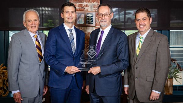 The Chester County Economic Development Council held its Chester County Hall of Fame induction ceremony Wednesday night with (l to r) CEO Gary Smith, Board Vice Chair Michael J. Hankin, Hall of Fame Inductee and West Chester University President Christopher M. Fiorentino, and CCEDC President and COO Mike Grigalonis.