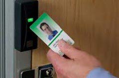 Person using card swipe device