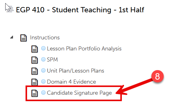 candidate signature page