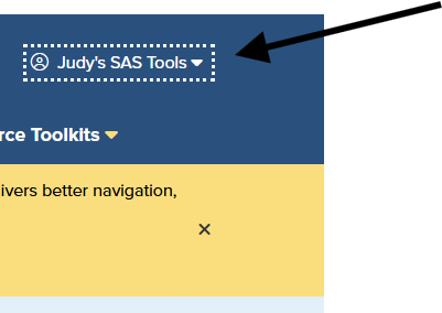 Screenshot of tools dropdown button