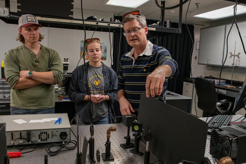 Chemistry professor showing a demonstration